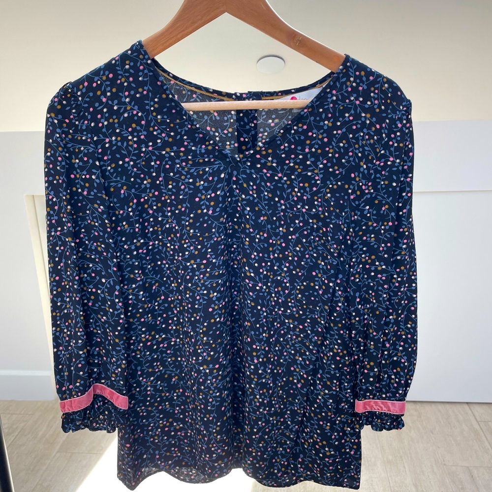Boden Floral Cotten Blouse Three Quarter Sleeve